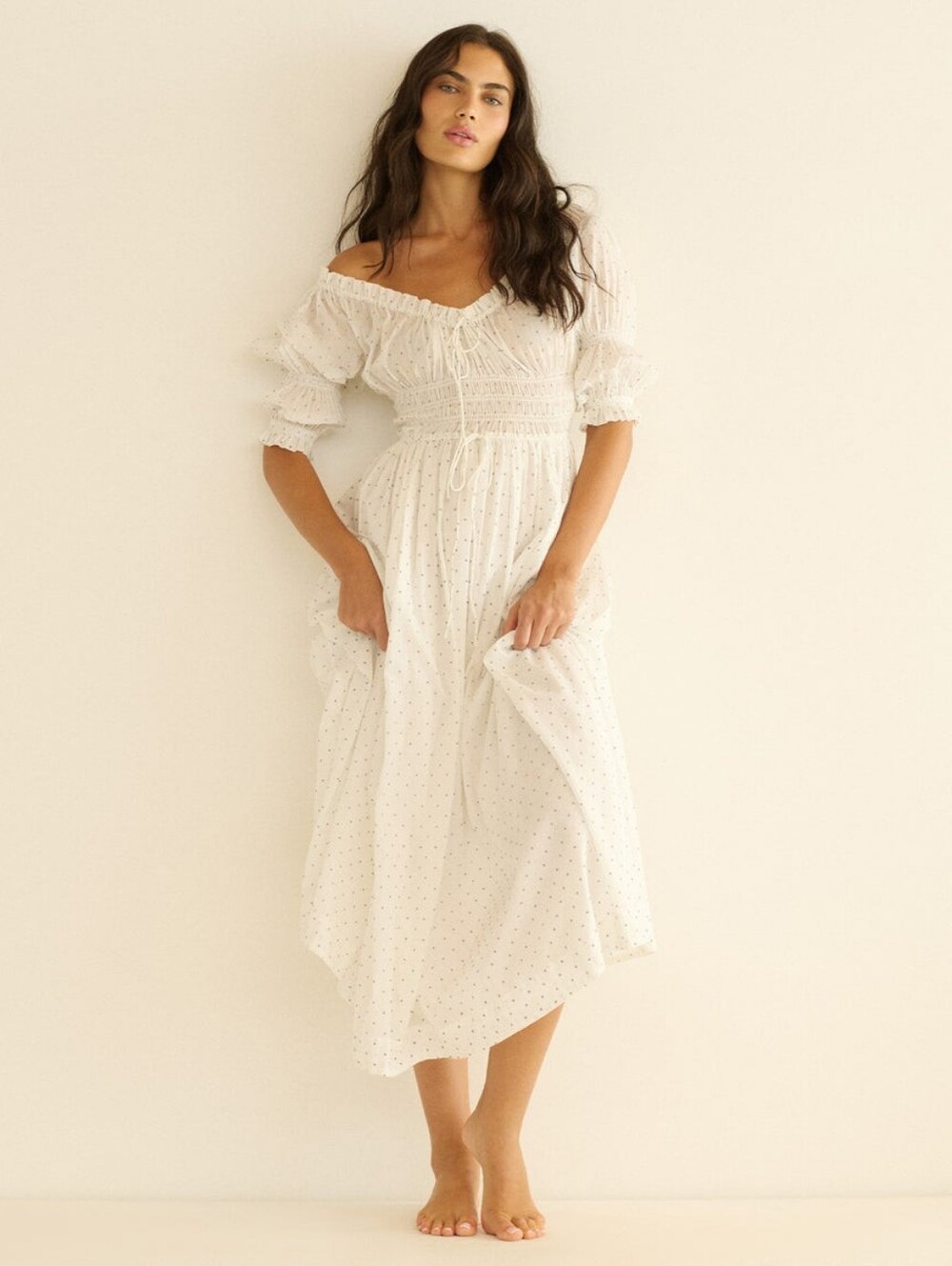 Doen ISCHIA DRESS IN SALT FLOCK DOT - Picture 3 of 12